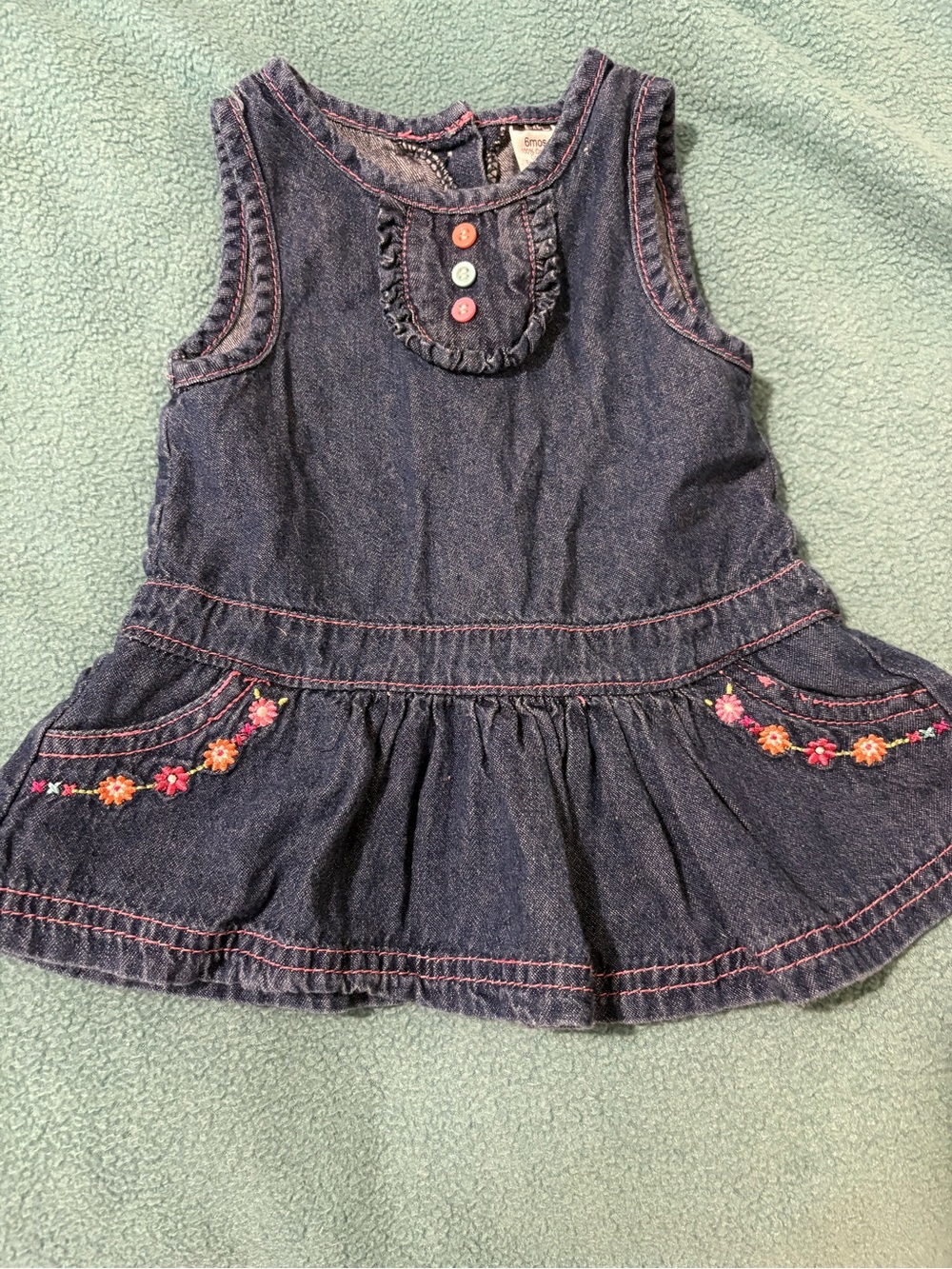 Girls' Dark Denim Floral Trim Dress size 6mths